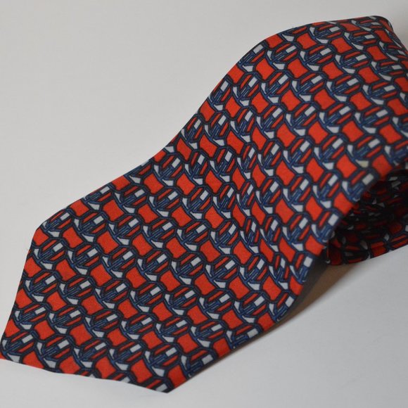 Executive Big and Tall Red White Blue Silk Necktie XL - Picture 2 of 4